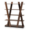 Baxton Studio Michio Walnut Brown Finished 5-Tier Wood Living Room Display Shelf 168-10767